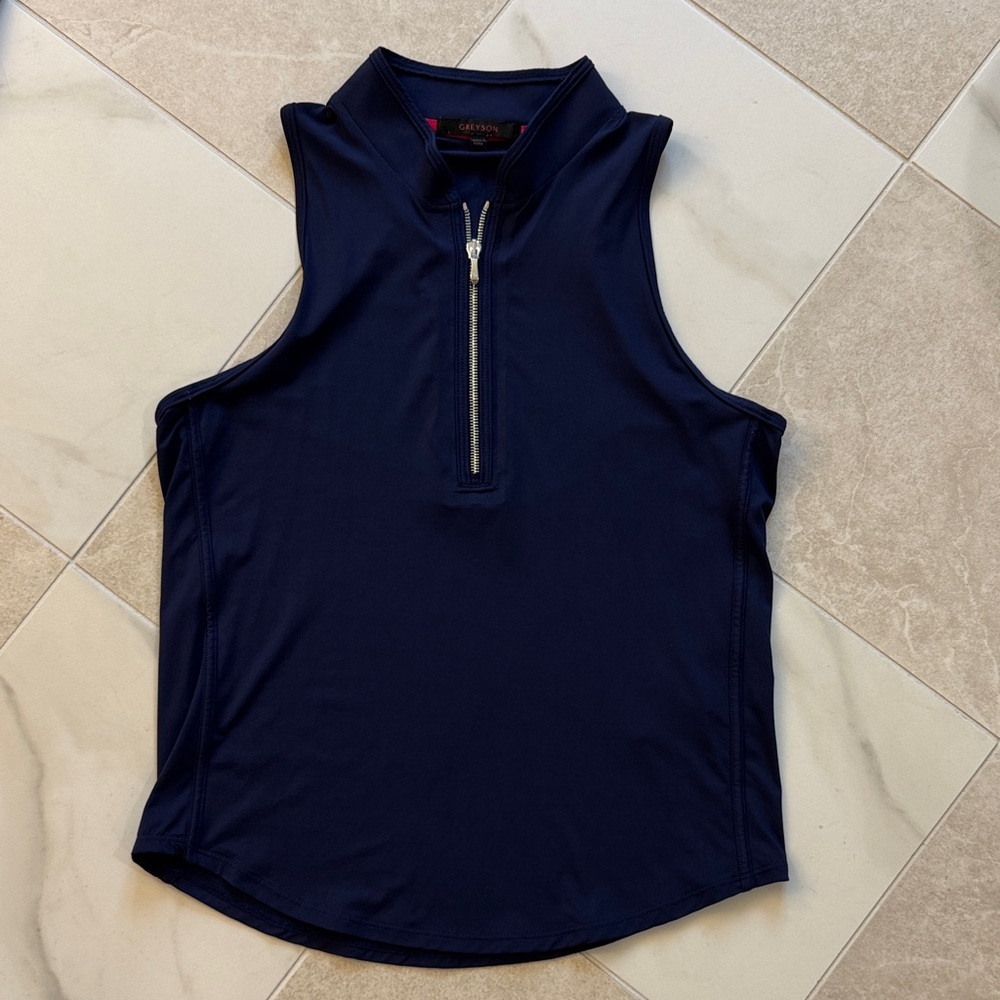 Greyson Navy Sleeveless Tank with Zip